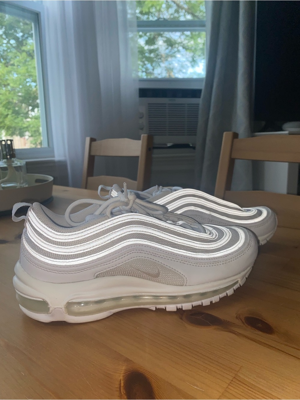 Nike Women’s Air Max 97 White and Silver Reflective Sneakers